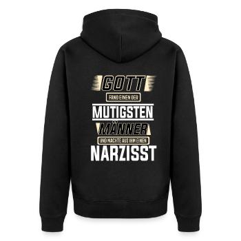 Narzisst einer der mutigsten Männer der Welt - Unisex Premium Bio Zip Hoodie - Schwarz - Hinten - Nico (187cm)