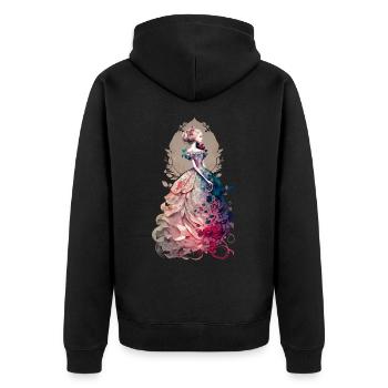 Lady Flower - Unisex Premium Bio Zip Hoodie - Schwarz - Hinten - Nico (187cm)