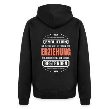 Erziehung mit Erfolg bestanden - Unisex Premium Bio Zip Hoodie - Schwarz - Hinten - Nico (187cm)
