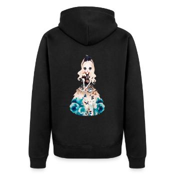 alisa 1 - Unisex Premium Bio Zip Hoodie - Schwarz - Hinten - Nico (187cm)