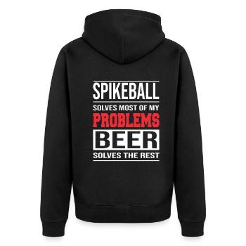 Spikeball solves Most of my Problems - Unisex Premium Bio Zip Hoodie - Schwarz - Hinten - Nico (187cm)