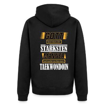 Taekwondoin, einer der stärksten Männer der Welt - Unisex Premium Bio Zip Hoodie - Schwarz - Hinten - Nico (187cm)