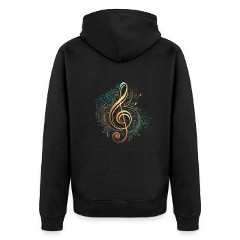 Tenorschlüssel, Bassschlüssel, symbol Musik - Unisex Premium Bio Zip Hoodie - Schwarz - Hinten - Nico (187cm)