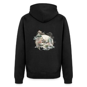 Winter landscape Japanese style - Unisex Premium Organic Zip Hoodie - black - Back - Nico (187cm)