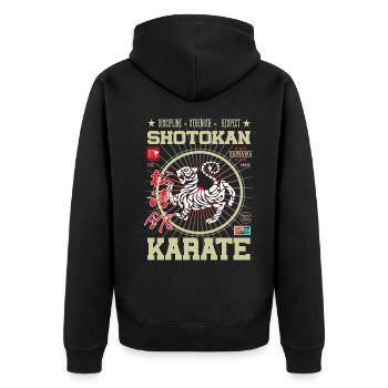 Karaté 2023 Design Okinawa Shotokan Arts Martiaux - Veste à capuche bio Premium Unisexe - noir - Dos - Nico (187cm)