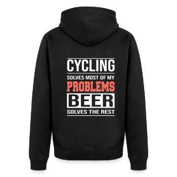 Cycling solves Most of my Problems, Fahrrad Design - Unisex Premium Bio Zip Hoodie - Schwarz - Hinten - Nico (187cm)