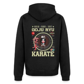 Goju-Ryu Karate Okinawa Design - Unisex Premium Bio Zip Hoodie - Schwarz - Hinten - Nico (187cm)
