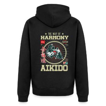 Aikido Harmony Japan Design - Veste à capuche bio Premium Unisexe - noir - Dos - Nico (187cm)