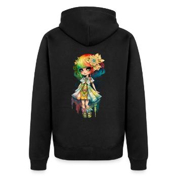 Lady Color - Unisex Premium Organic Zip Hoodie - black - Back - Nico (187cm)