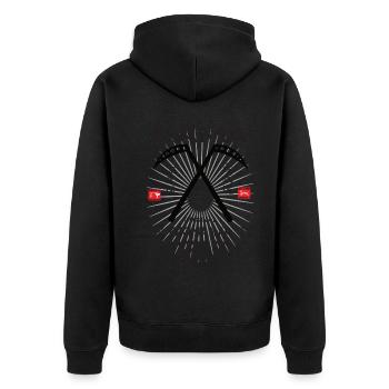 Kama Okinawa Kobudo Design - Unisex Premium Bio Zip Hoodie - Schwarz - Hinten - Nico (187cm)