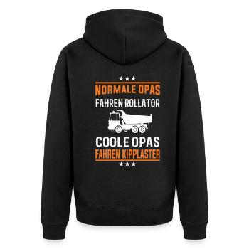 Coole Opas fahren Kipplaster Design - Unisex Premium Bio Zip Hoodie - Schwarz - Hinten - Nico (187cm)
