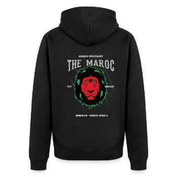 The Maroc - Born to be a Legend - Marokko Design - Unisex Premium Bio Zip Hoodie - Schwarz - Hinten - Nico (187cm)
