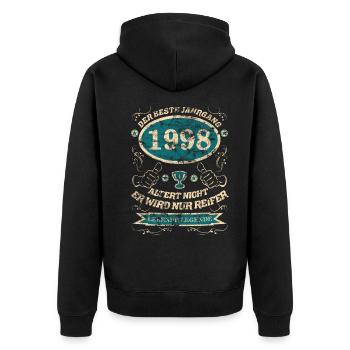 1998 Le meilleur design vintage - Veste à capuche bio Premium Unisexe - noir - Dos - Nico (187cm)