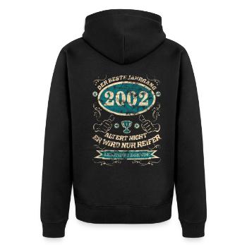 2002 der bester Jahrgang Design - Unisex Premium Bio Zip Hoodie - Schwarz - Hinten - Nico (187cm)