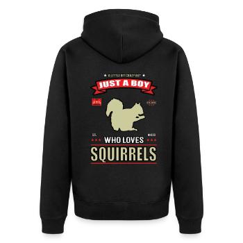 Just a Boy who loves Squirrel Outfit - Unisex Premium Organic Zip Hoodie - black - Back - Nico (187cm)