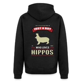 Juste un garçon qui aime la tenue des hippopotames - Veste à capuche bio Premium Unisexe - noir - Dos - Nico (187cm)