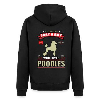 Just a Boy who loves Pudel Outfit - Unisex Premium Bio Zip Hoodie - Schwarz - Hinten - Nico (187cm)