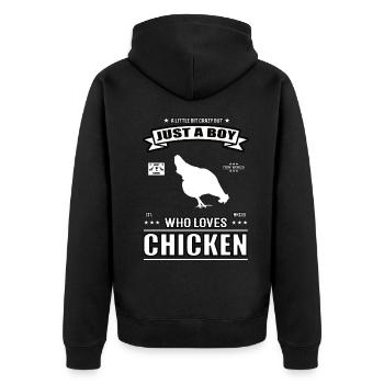Just a Boy Who Loves Chickens Outfit - Unisex Premium Organic Zip Hoodie - black - Back - Nico (187cm)