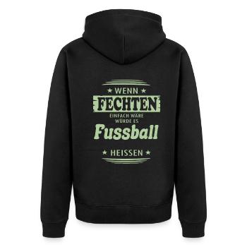 Wenn Fechten einfach wäre - Unisex Premium Bio Zip Hoodie - Schwarz - Hinten - Nico (187cm)