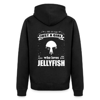 Just a Girl who loves Quallen Outfit - Unisex Premium Bio Zip Hoodie - Schwarz - Hinten - Nico (187cm)