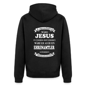 Ehrenamt - Unisex Premium Bio Zip Hoodie - Schwarz - Hinten - Nico (187cm)