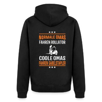 Coole Omas fahren Traktor Design - Unisex Premium Bio Zip Hoodie - Schwarz - Hinten - Nico (187cm)