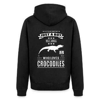 Just a Boy Who Loves Crocodiles Outfit - Unisex Premium Organic Zip Hoodie - black - Back - Nico (187cm)