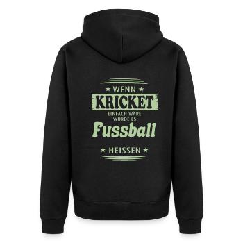Wenn Kricket einfach wäre - Unisex Premium Bio Zip Hoodie - Schwarz - Hinten - Nico (187cm)