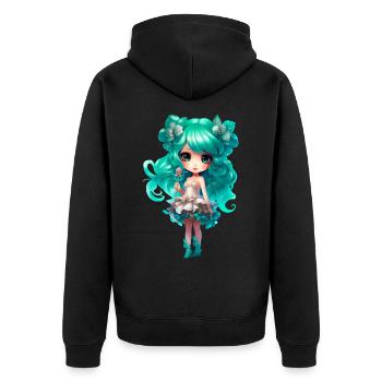 Fleur de Dollie - Veste à capuche bio Premium Unisexe - noir - Dos - Nico (187cm)