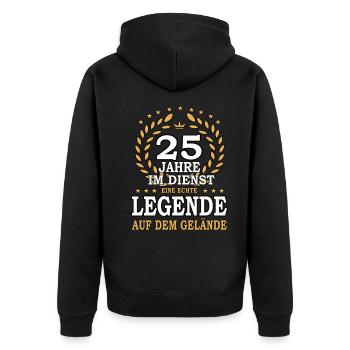 25 Jahre Jubiläum, eine Legende auf dem Gelände - Unisex Premium Bio Zip Hoodie - Schwarz - Hinten - Nico (187cm)