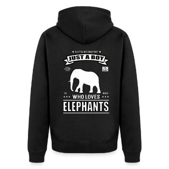 Just a Boy Who Loves Elephant Outfit - Unisex Premium Organic Zip Hoodie - black - Back - Nico (187cm)