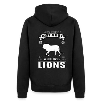 Juste un garçon qui aime la tenue des Lions - Veste à capuche bio Premium Unisexe - noir - Dos - Nico (187cm)