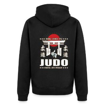conception d’arts martiaux de judo cool avec kanji - Veste à capuche bio Premium Unisexe - noir - Dos - Nico (187cm)