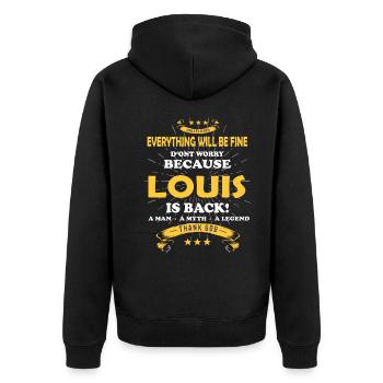 Everything will be fine Louis Is back - Unisex Premium Organic Zip Hoodie - black - Back - Nico (187cm)