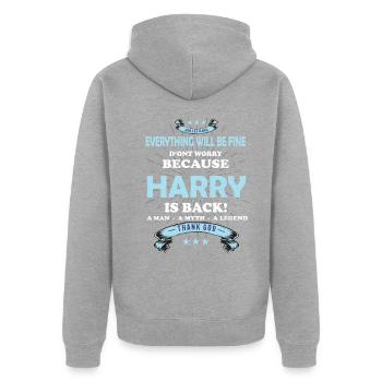 Tout ira bien Harry est de retour - Veste à capuche bio Premium Unisexe - gris chiné - Dos - Nico (187cm)