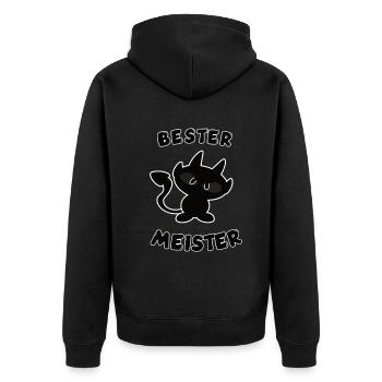 cooles bester Meister Design - Unisex Premium Bio Zip Hoodie - Schwarz - Hinten - Nico (187cm)
