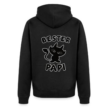 cooles bester Papi Design - Unisex Premium Bio Zip Hoodie - Schwarz - Hinten - Nico (187cm)