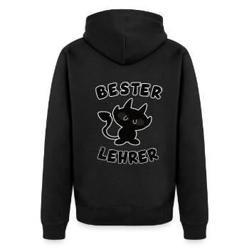 cooles bester Lehrer Design - Unisex Premium Bio Zip Hoodie - Schwarz - Hinten - Nico (187cm)