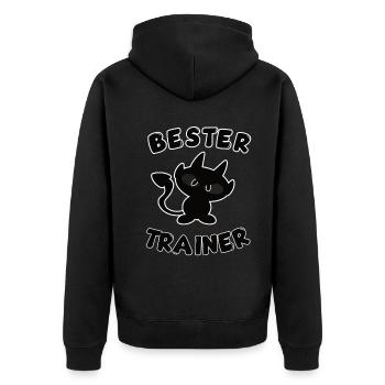 cooles bester Trainer Design - Unisex Premium Bio Zip Hoodie - Schwarz - Hinten - Nico (187cm)