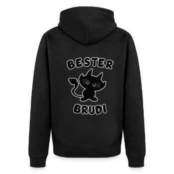 cooles bester Bruder Design - Unisex Premium Bio Zip Hoodie - Schwarz - Hinten - Nico (187cm)