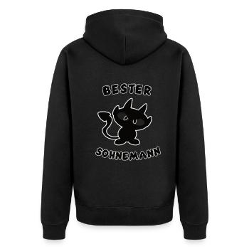 cooles bester Sohnemann Design - Unisex Premium Bio Zip Hoodie - Schwarz - Hinten - Nico (187cm)