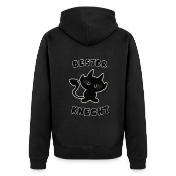 cooles bester Knecht Design - Unisex Premium Bio Zip Hoodie - Schwarz - Hinten - Nico (187cm)