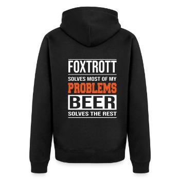 Foxtrot solves problems, beer solves the rest - Unisex Premium Organic Zip Hoodie - black - Back - Nico (187cm)