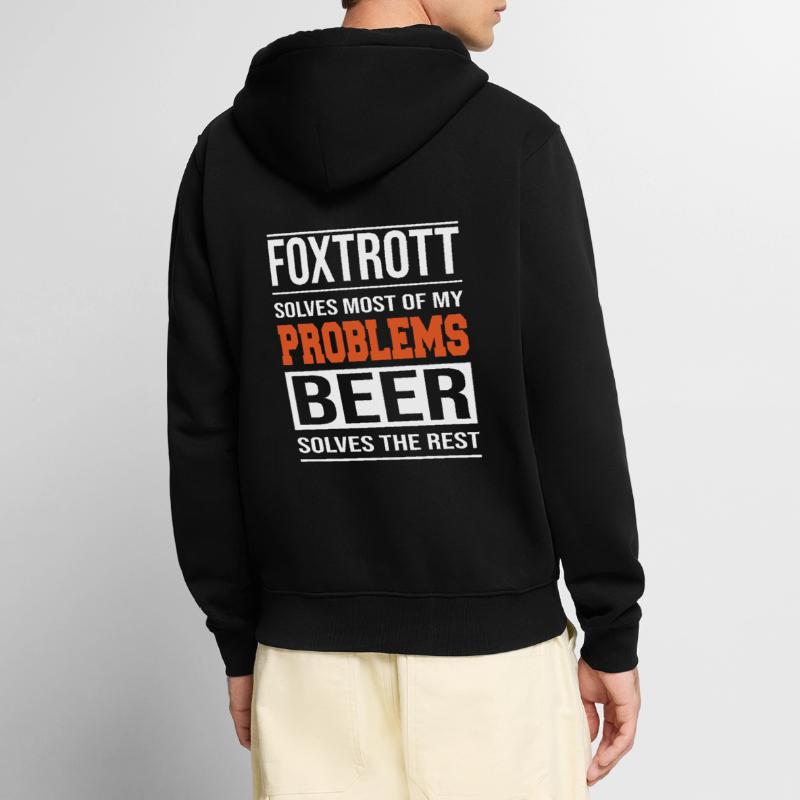 Foxtrot solves problems, beer solves the rest Unisex Premium Organic Zip Hoodie