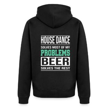 La danse house résout les problèmes, la bière résout le reste - Veste à capuche bio Premium Unisexe - noir - Dos - Nico (187cm)