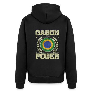 Cooles Gabun, Design - Unisex Premium Bio Zip Hoodie - Schwarz - Hinten - Nico (187cm)