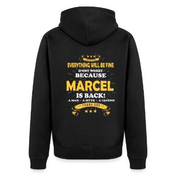 Tout ira bien Marcel est de retour - Veste à capuche bio Premium Unisexe - noir - Dos - Nico (187cm)
