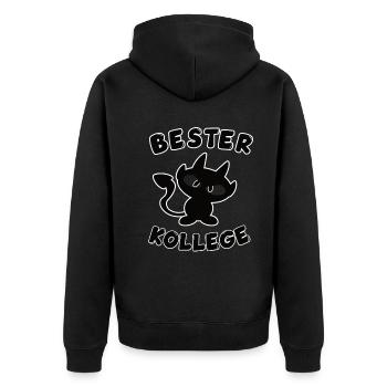 cooles bester Kollege Design - Unisex Premium Bio Zip Hoodie - Schwarz - Hinten - Nico (187cm)