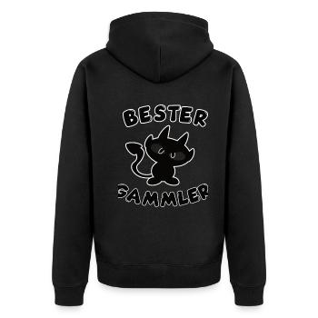 cooles bester Gammler Design - Unisex Premium Bio Zip Hoodie - Schwarz - Hinten - Nico (187cm)