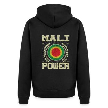 Cool Mali Design - Unisex Premium Organic Zip Hoodie - black - Back - Nico (187cm)